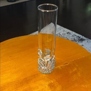 Vintage 1995 Arthur Court Bunny Lillies Cast Aluminum & Glass Bud Vase 7.5”